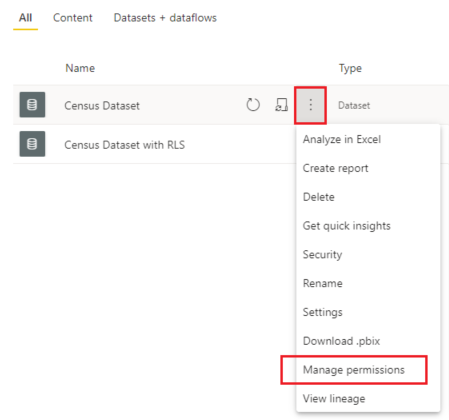 Configure permissions in Power BI dataset