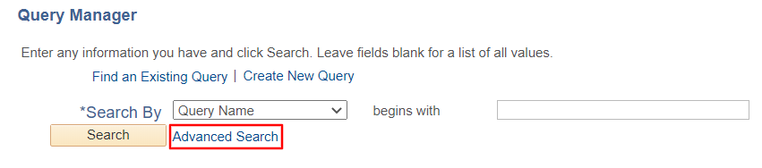 screenshot of advanced search