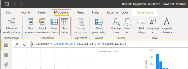 screenshot of new table 