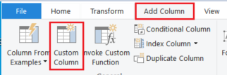 Select Custom Column in the Add Column Tab