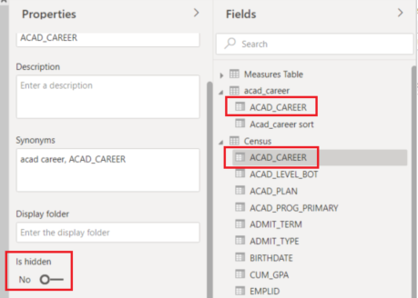 screenshot for two acad_career fields