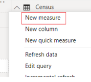 Choose New Measure from the table dropdown menu