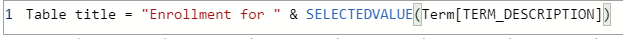 Enter the DAX to create a dynamic heading