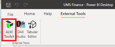 Choose ALM Toolkit from the External Tools tab