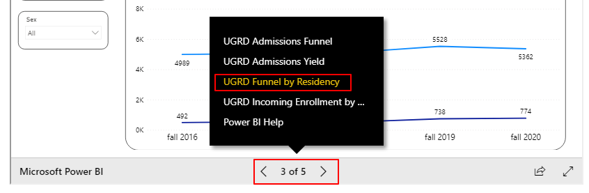 Page menu pop-up