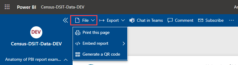 Select File for the file menu dropdown