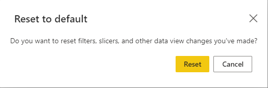 Reset to default dialogue box with yellow reset button