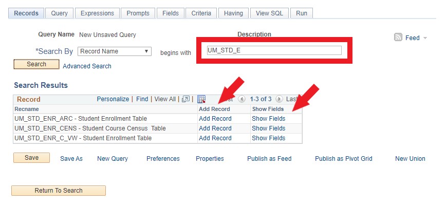 Selecting a Record in Query Manager Selecting a Record in Query Manager