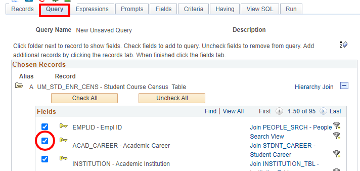 delete a field from Query tab delete a field from Query tab