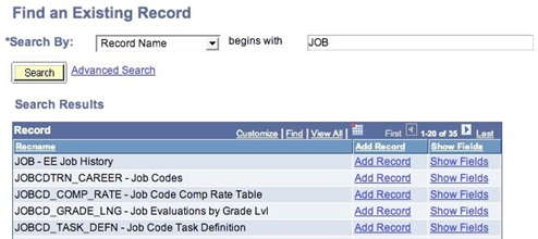 Find an Existing Record Page Find an Existing Record Page