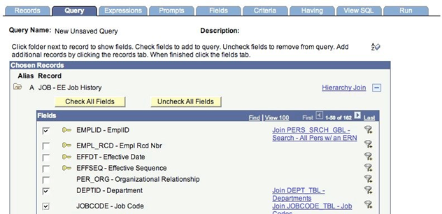 Query Tab Screen Query Tab Screen