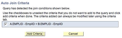 Auto Join Criteria Screen Auto Join Criteria Screen