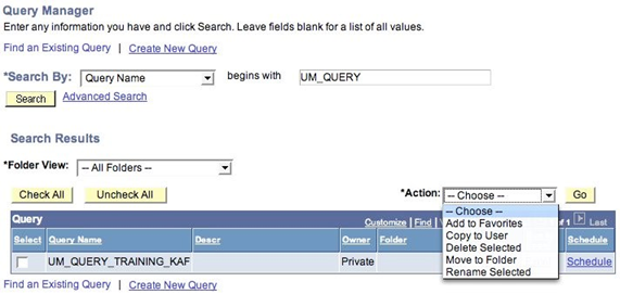Query Manager Screen Query Manager Screen