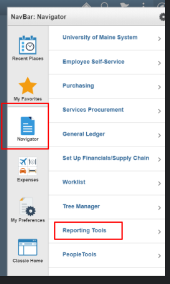 Navigator Pane Reporting Tools Navigator Pane Reporting Tools