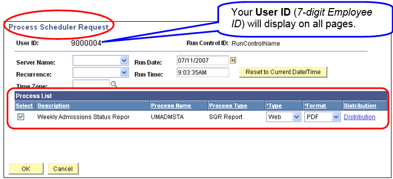 Process Scheduler Request Page