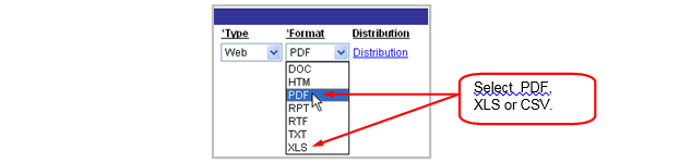 Format Drop Down Menu