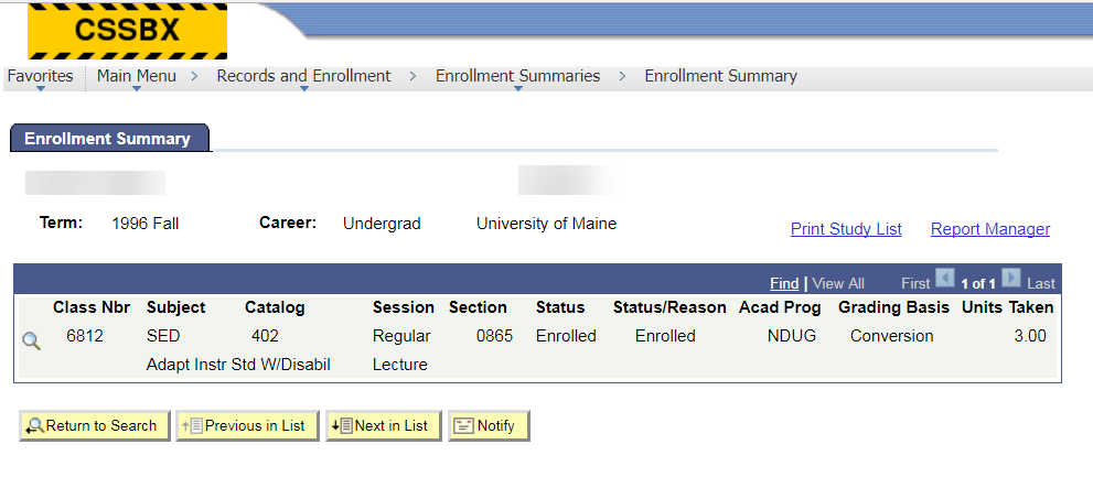 Enrollment Summary Table Enrollment Summary Table