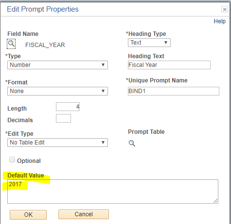 Highlighted Default Value in Edit Prompt Properties