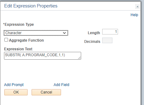 Edit the Expression Properties in the dialogue box