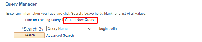 create new query page create new query page