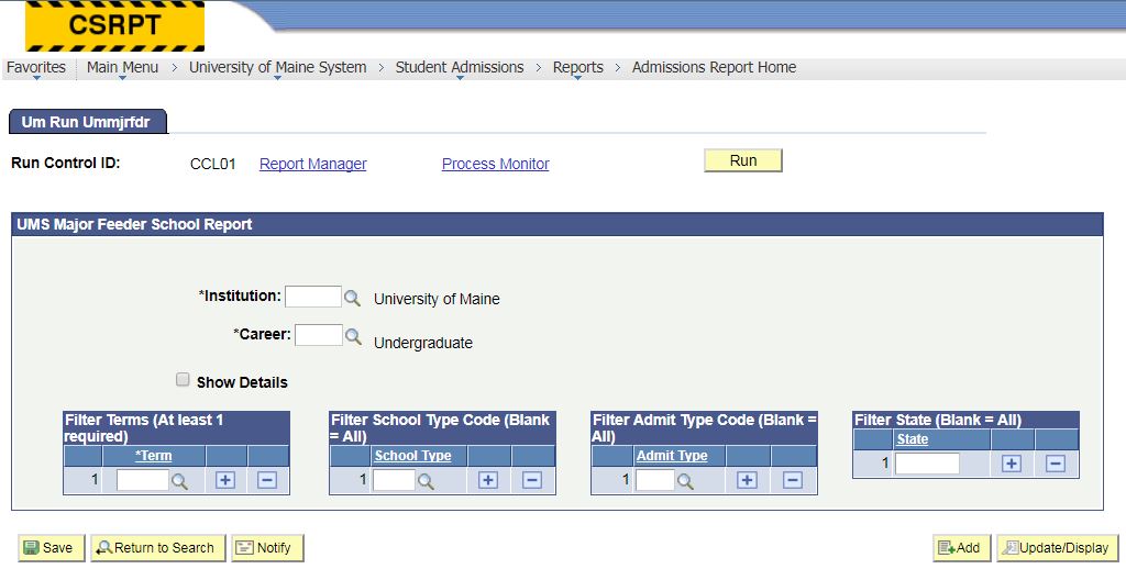 UMS Major Feeder School Report