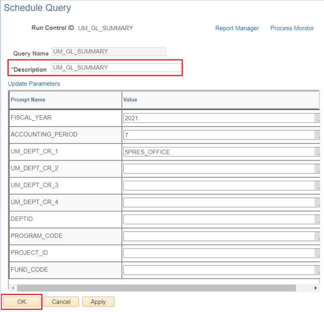 screenshot of schedule query with OK button screenshot of schedule query with OK button