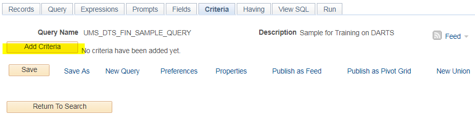 Highlighted Add Criteria Button
