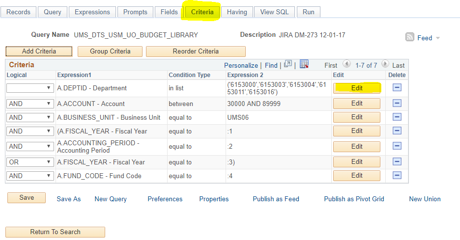 Highlighted Criteria Tab Highlighted Criteria Tab