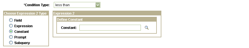Condition type dialogue box showing Condition Ty