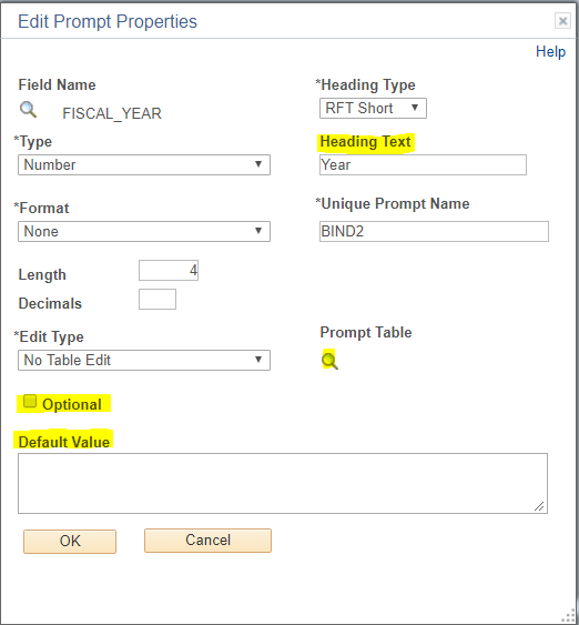 Image of dialogue box to edit Prompt Properties