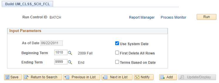 screenshot of UM_CLSS_SCH_FCL