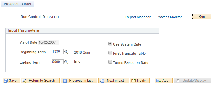 screenshot of Prospect extract