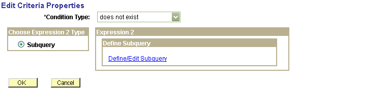Edit Criteria Properties dialogue box Edit Criteria Properties dialogue box