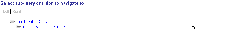 Select subquery or union dialogue box Select subquery or union dialogue box
