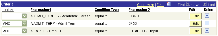 Criteria tab showing criteria used