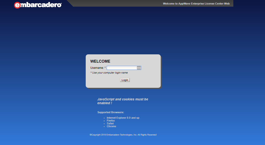 mbarcadero Welcome screen