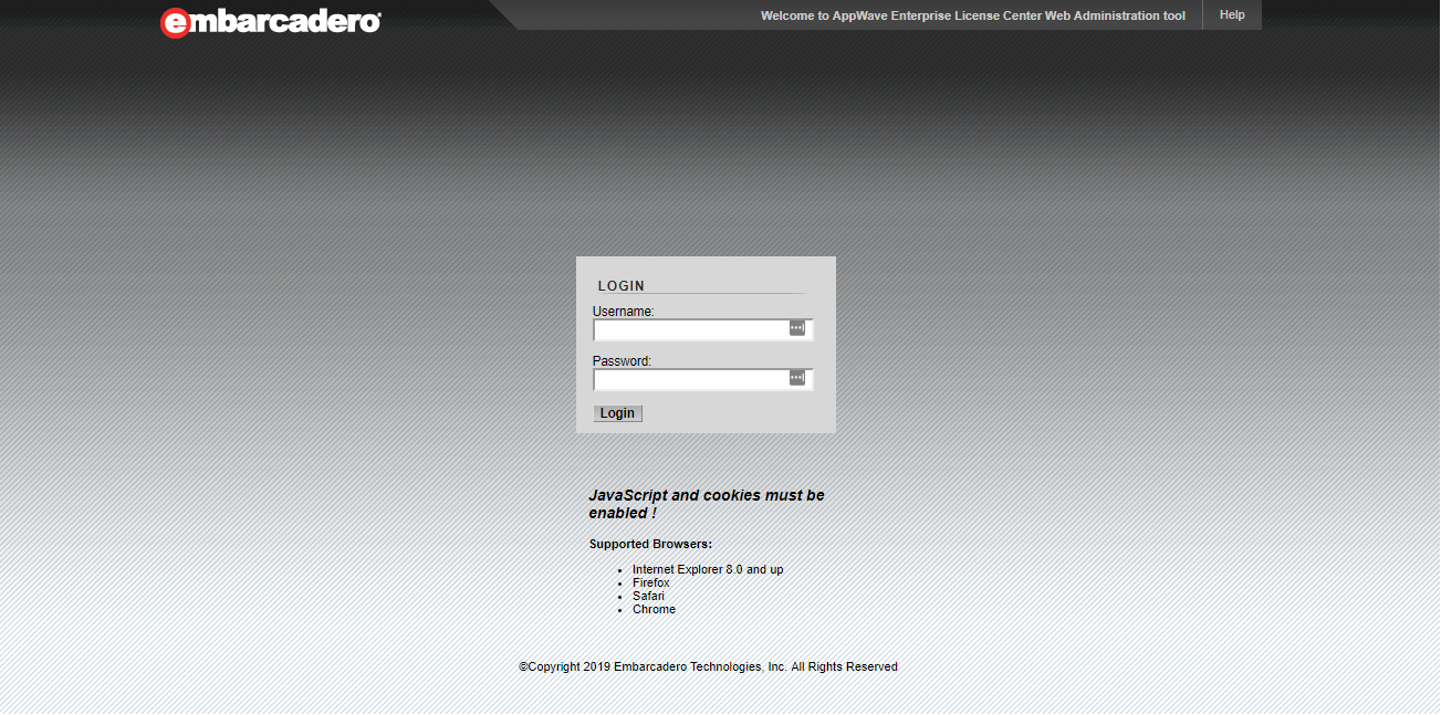 embarcadero Login screen