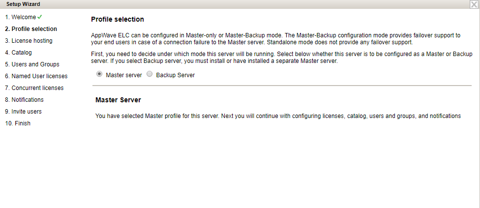 Setup Wizard profile selection