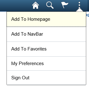 More dots dialogue box. Select add to Homepage