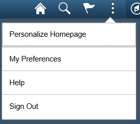 More dots menu dialogue box. Select personalize homepage