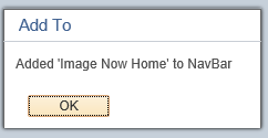 Image of correctly added to NavBar message