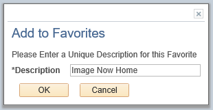 Dialogue box to add description of favorite