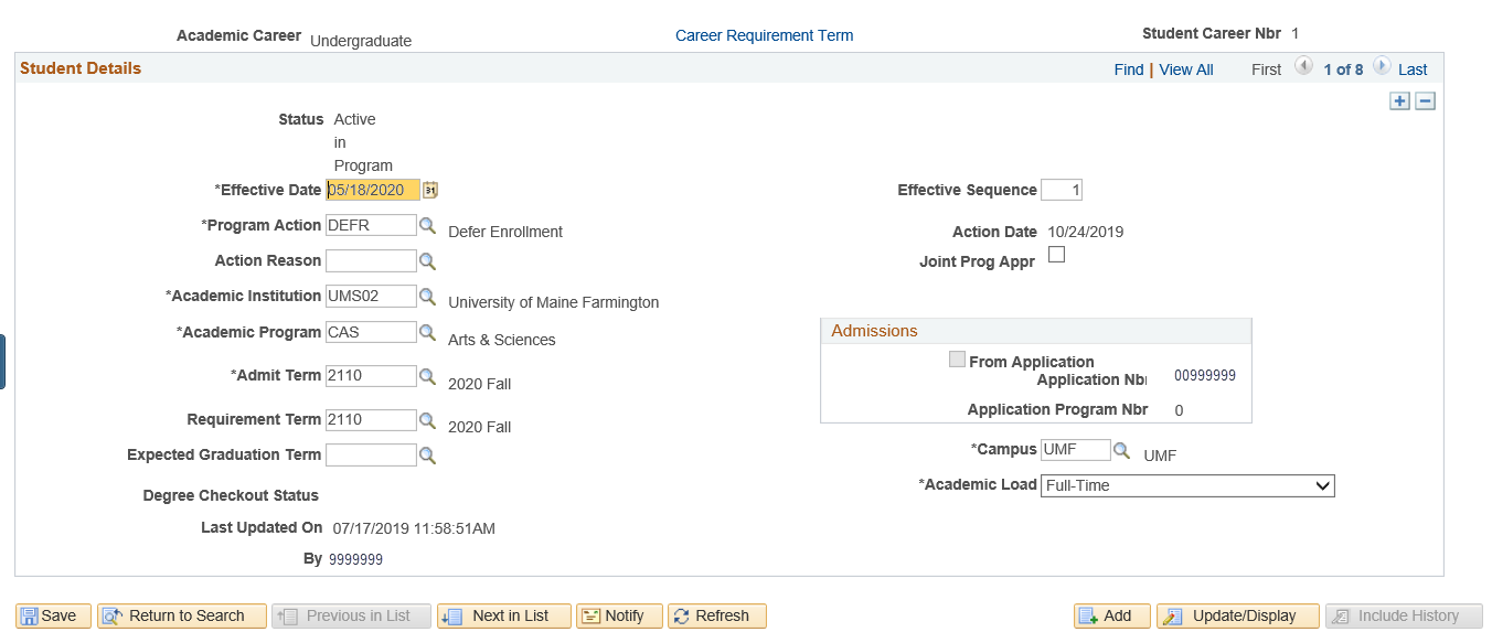 Effective date in program plan stack