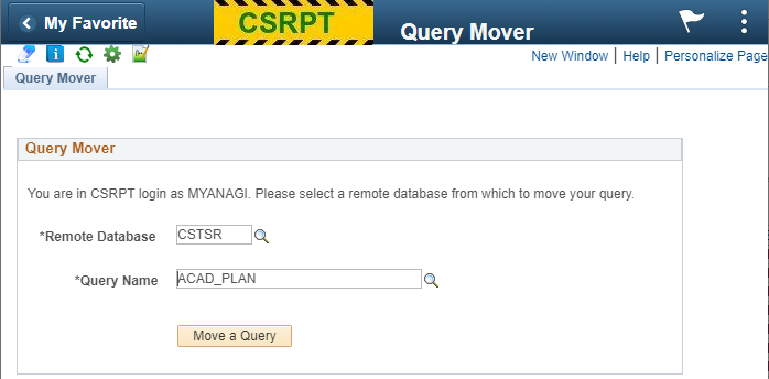 screenshot of query mover page