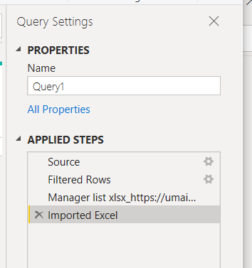 Query settings dialogue box