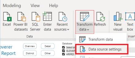 Select Data source settings