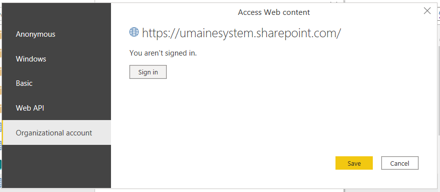 Sign in with organizational account