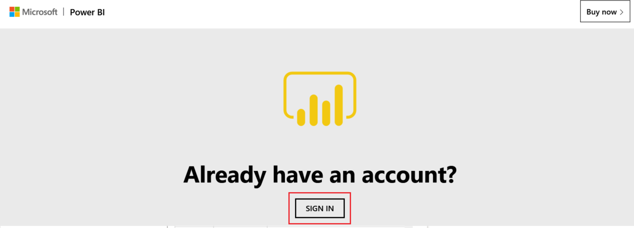 Click to sign in to Microsoft Power BI
